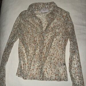 Blush Boutique Sheer Floral Button Down